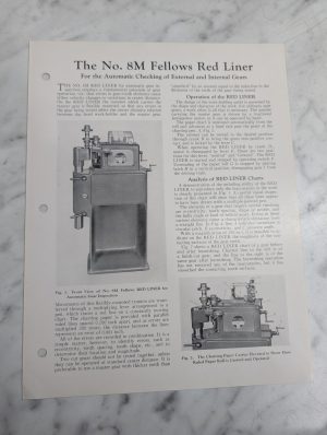 Fellows Information Instruction Literature Manual #8M Red Liner Gear Checking