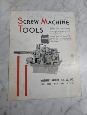 Davenport Screw Machine Tool Sales Information Literature Brochure Catalog