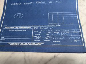 Cincinnati Milling Machine Bearing Mfg Drawing Fb41M340548 3-4 Horizontal Type