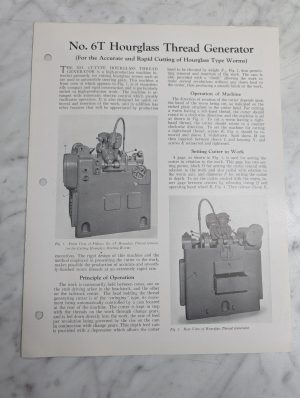 Fellows Information Instruction Literature Manual #6T Hourglass Thread Generator