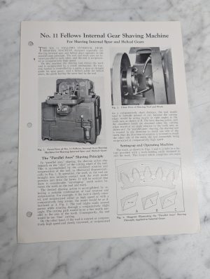 Fellows Information Instruction Literature Manual 11 Internal Gear Shaving Mach