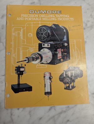 Dumore Portable Drilling Milling Machines Sales Literature Brochure Catalog