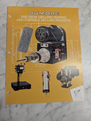 Dumore Portable Drilling Milling Machines Sales Literature Brochure Catalog 1978