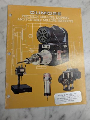 Dumore Portable Drilling Milling Machines Sales Literature Brochure Catalog 78