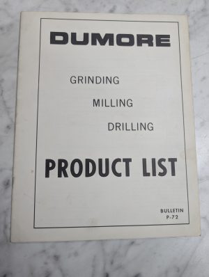 Dumore Milling Grinding Drilling Product List P-72 Sales Literature Catalog Tool