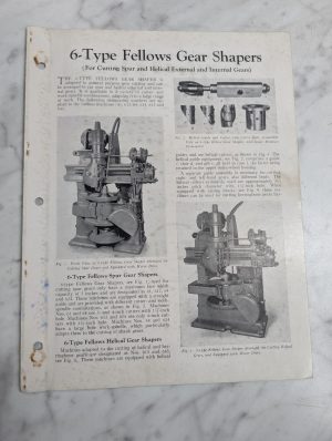 Fellows Information Instruction Literature Manual 6 Type Gear Shapers