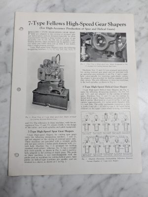Fellows Information Instruction Literature Manual 7 Type Gear Shapers