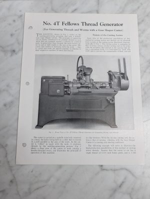 Fellows Information Instruction Literature Manual 4T Thread Generator