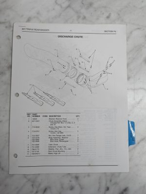 Cub Cadet Illustrated Parts List Manual For Model 367 Triple Rear Bagger