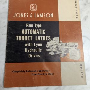 Jones & Lamson Ram Type Turret Lathes Sales Literature Brochure Catalog Info