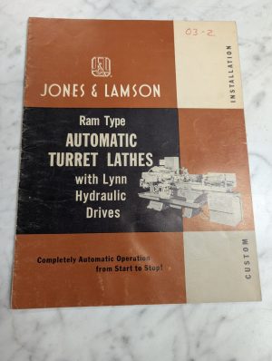 Jones & Lamson Ram Type Turret Lathes Sales Literature Brochure Catalog Info
