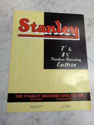 Stanley 7” 8.5” Timken Bearing Lathes Brochure Literature Catalog Information