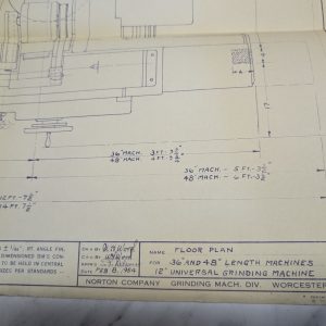 Norton Grinding Machine Floor Plan 36” 48” Length 12” Universal Grinding Machine