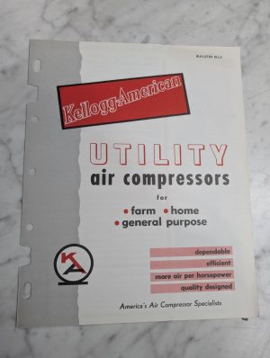 Kellogg American Utility Ku-3 Air Compressor Sales Literature Brochure Specs