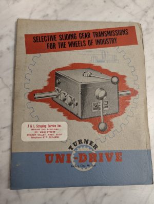 Turner Uni-Drive Selective Sliding Gear Transmission Brochure Catalog Literature