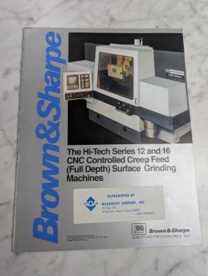 Brown & Sharpe Series 12 16 Cnc Surface Grinding Machine Center Brochure 1987
