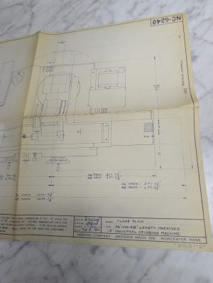 Norton 12” Universal Grinding Machine 36 48” Floor Plan Print Diagram Schematic