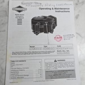 Briggs & Stratton Operators Manual Engine Model 290000 300000 350000 380000 2003