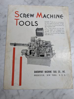 Davenport Screw Machine Tools Sales Price List Catalog Brochure Literature