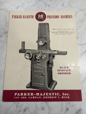 Parker Majestic Sales Brochure Literature Information #2-Z Surface Grinder