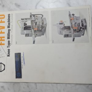 Wener Fh Fv Fu Knee Type Milling Machines Sales Brochure Literaure Information