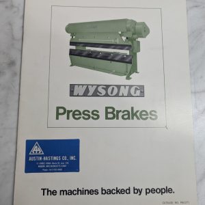 Wysong Machines Press Brakes Sales Brochure Literature Information Catalog