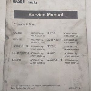 Caterpillar Cat Lift Trucks Fork Service Manual Gc35K Gc40K Str Swb Gc45K 2004
