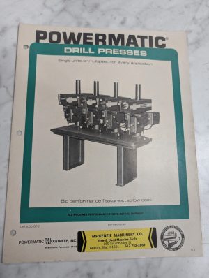 Powermatic Drill Presses Sales Information Brochure Catalog Dp-2 Machine Tool
