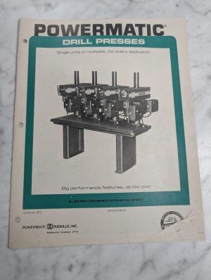 Powermatic Drill Presses Sales Information Brochure Catalog Dp-2 Machine Tools