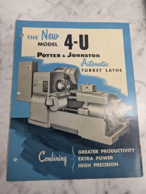 Potter & Johnston Machine Tool Turret Lathe 4-U Model Brochure Literature 1953