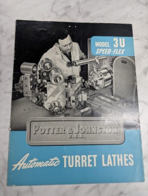 Potter & Johnston Turret Lathe Machine 3-U Speed Flex Sales Literature Brochure