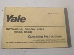 Yale Operators Manual Instructions Operating Gc70-80Lj Gc100-120Mj C818 D818 '03