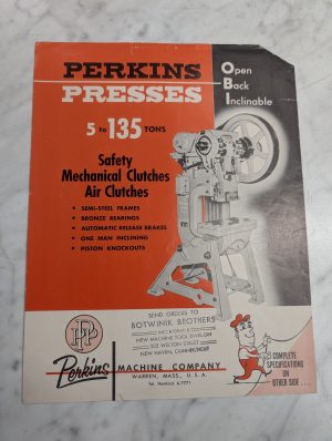 Perkins Sales Literature Brochure Information Machine Power Presses 5-135 Ton