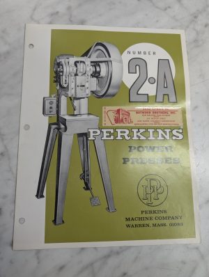 Perkins Sales Literature Brochure Information Machine Power Press Model #2A