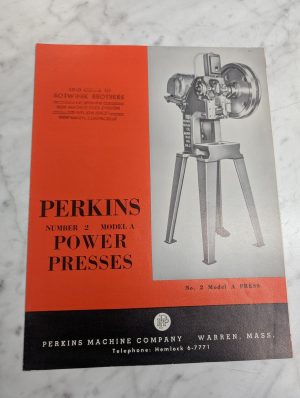 Perkins Sales Literature Brochure Information Machine Power Press #2 Model A