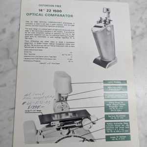 Rank Precision Optical Comparators Sales Information Brochure Literature