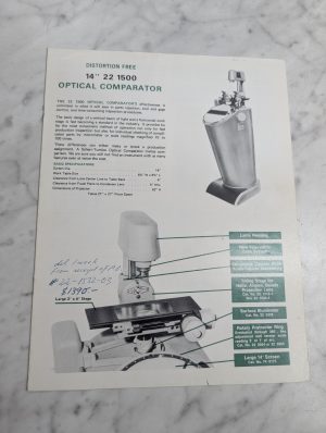 Rank Precision Optical Comparators Sales Information Brochure Literature