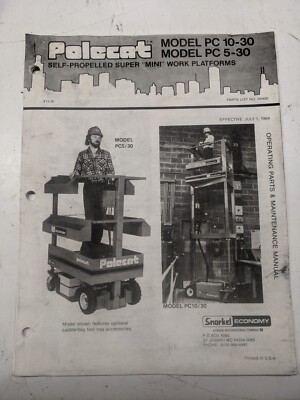 Snorkel Polecat Pc 10-30 5-30 Operating Parts Maintance Manual 1984 Model Book