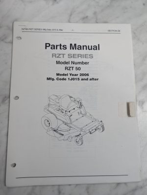 Cub Cadet Illustrated Parts List Book Manual Catalog Rzt Series 50 2006 Zeroturn