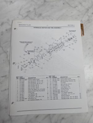 Cub Cadet Illustrated Parts List Book Manual Catalog 004 42” Tiller L1
