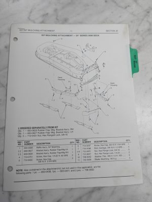 Cub Cadet Illustrated Parts List Book Manual Catalog 507 54” Mulching Attach J8