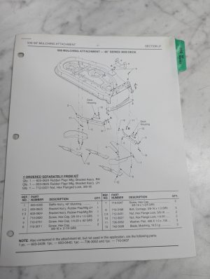 Cub Cadet Illustrated Parts List Book Manual Catalog 506 54” Mulching Attach J7