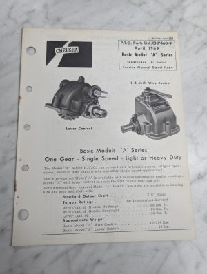 Chelsea Dana Repair/Service Parts List Catalog Manual A Series Chp460-9 1969