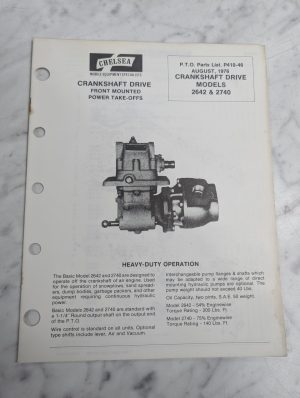 Chelsea Dana Repair/Service Parts List Catalog Manual Crankshaft Drive 2642 2740