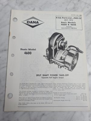 Chelsea Dana Repair/Service Parts List Catalog Manual Models 4600 4608 1972
