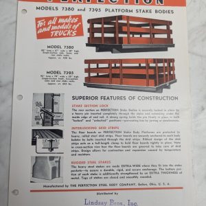 Perfection Models 7380 7395 Platform Stake Bodies Truck Accessories Literature
