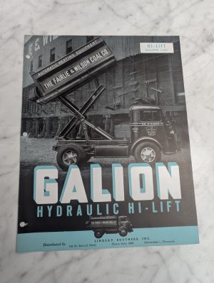 Galion Sales Literature Brochure Information #1347 Hydraulic Hi-Lift Truck