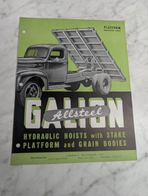 Galion Sales Literature Brochure #1047 Allsteel Platform Hydraulic Hoists/Stake