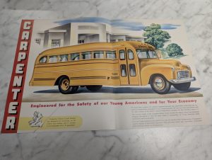Carpenter School Coach Bus Sales Brochure Literature Information Foldout