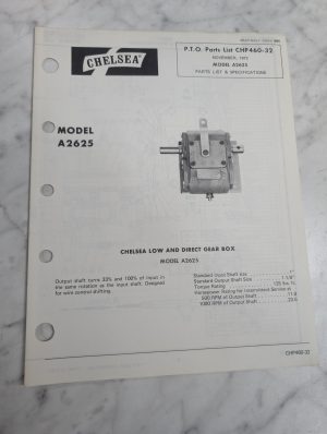Dana Chelsea Repair/Service Parts List Catalog Manual Model A2625 Gear Box 1972